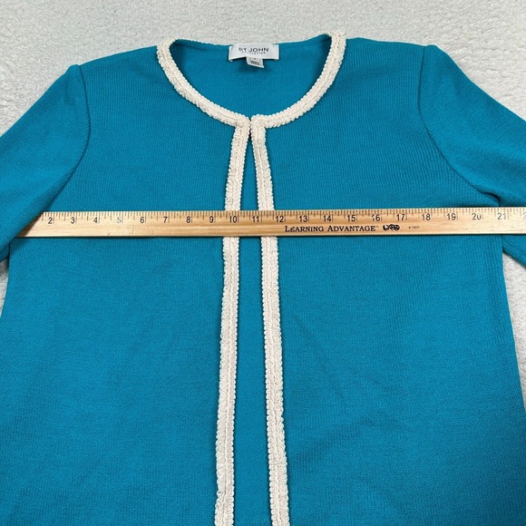 St. John Santana‎ Knit Jacket Women's 8 Wool Rayon Blend Blazer Turquoise - Picture 6 of 11